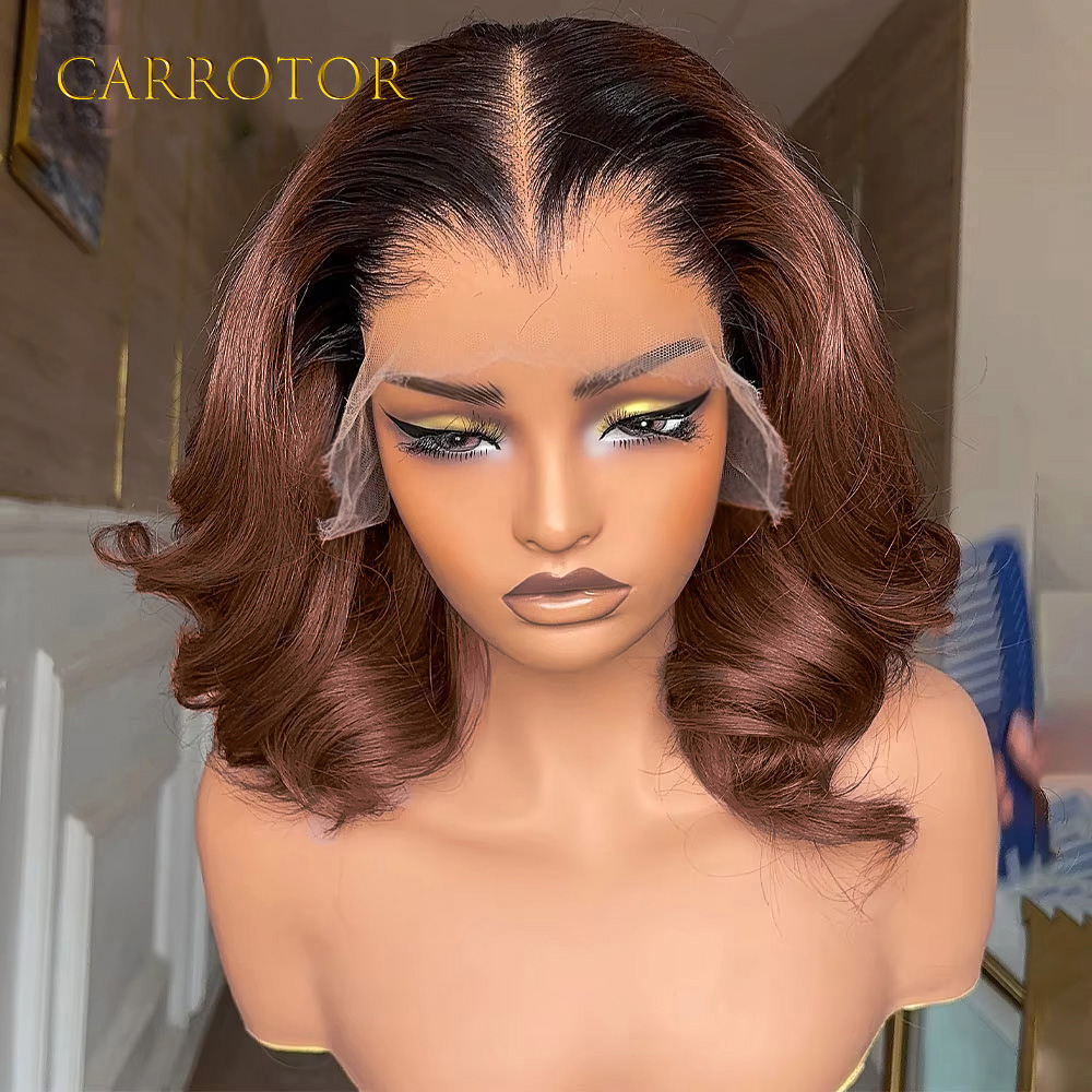 Human Hair Wigs - Parrucca Lagos Hairline 1b4 Ombre Colorata