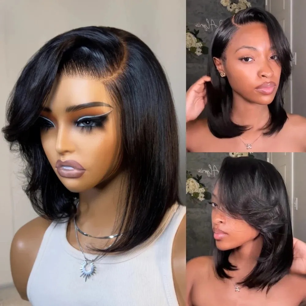 Pre Parted 13X4 Lace Front Bob Wig - Parrucca Nera Corta Bob Liscia con