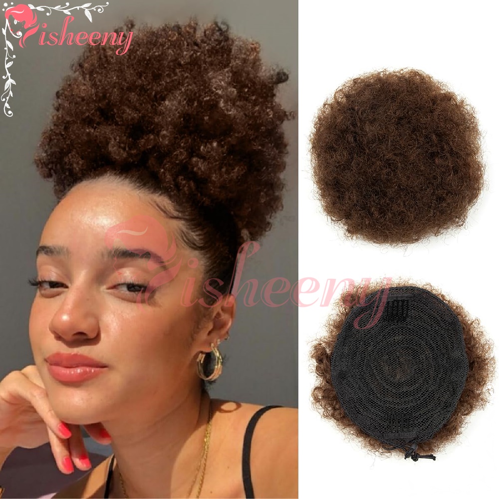 Drawstring Afro Curly Puff Ponytail - Isheeny Chignon Afro Riccio con Cordoncino,