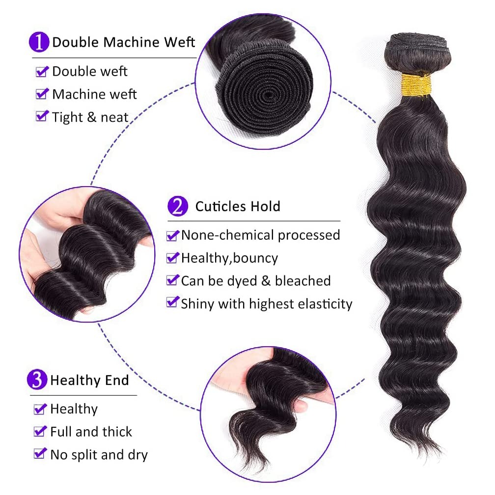Extensioni di capelli umani co - Deep Wave 3 Bundles With Closure recensione e prezzo