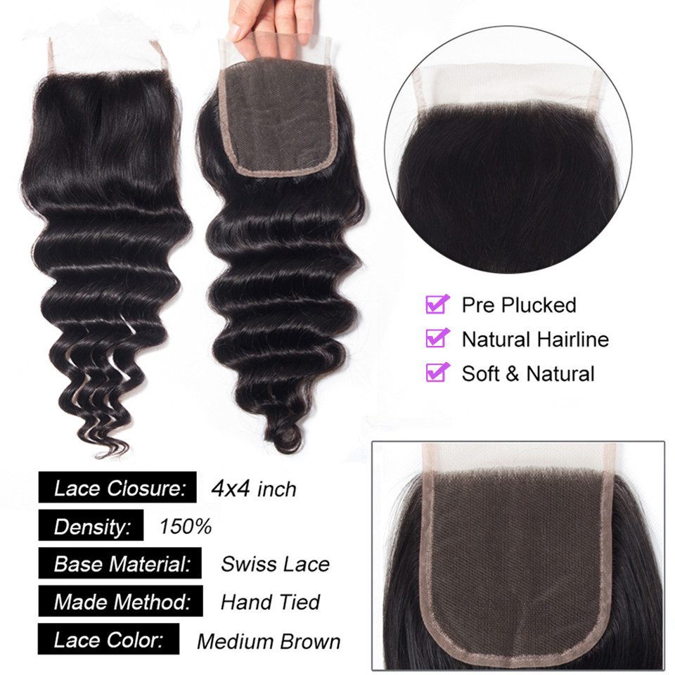 Extensioni di capelli umani co - Deep Wave 3 Bundles With Closure recensione e prezzo