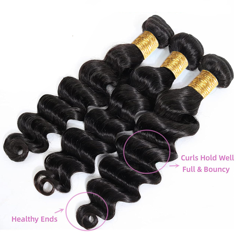 Fasci di capelli umani a onde  - Deep Wave 3 Bundles With Closure recensione e prezzo