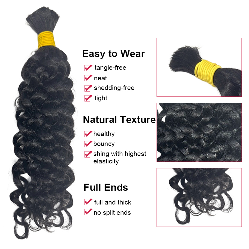 Capelli Umani Ricci a Onda d'A - Water Wave Bulk Human Hair For Braiding recensione e prezzo