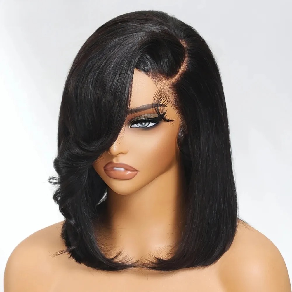 Parrucca Nera Corta Bob Liscia - Pre Parted 13X4 Lace Front Bob Wig recensione e prezzo